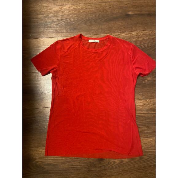 EUC Wilfred Free Red Mesh Sheer Crewneck Jamilla Tee sz: M - Picture 2 of 7